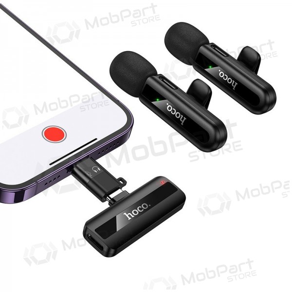 Belaidžių mikrofonų rinkinys Hoco L20A USB-C/Lightning melns