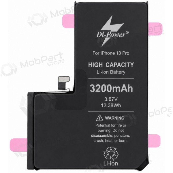 Akumuliatorius "Di-Power" (palielināta ietilpība) paredzēts iPhone 13 Pro 3200mAh