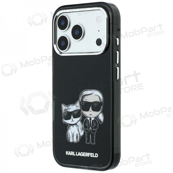 Apple iPhone 18 Pro maciņš - Karl Lagerfeld PU Semi Wrap Smooth Sketch Bodies MagSafe (melns)