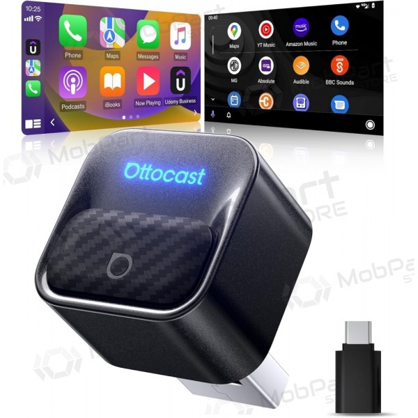 CarPlay adapteris Ottocast Mini Core bezvadu Android Auto melns