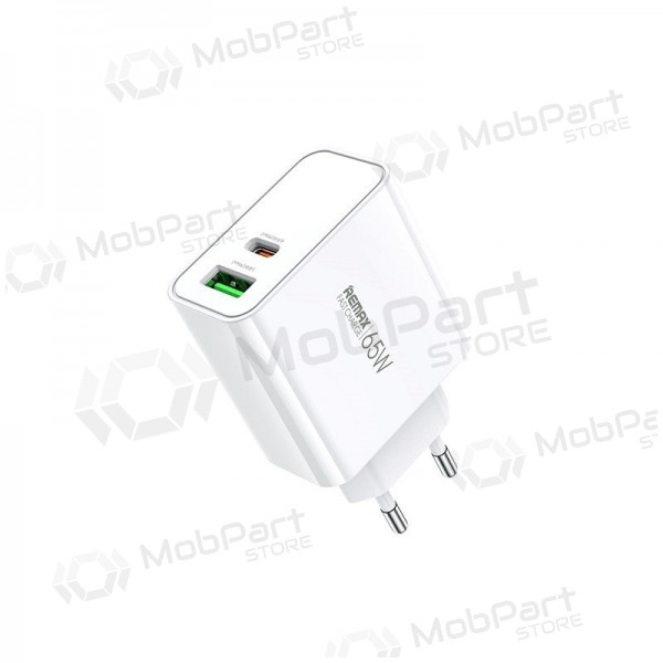 Lādētājs Remax RP-U125 65W GaN USB-C/USB-A balts