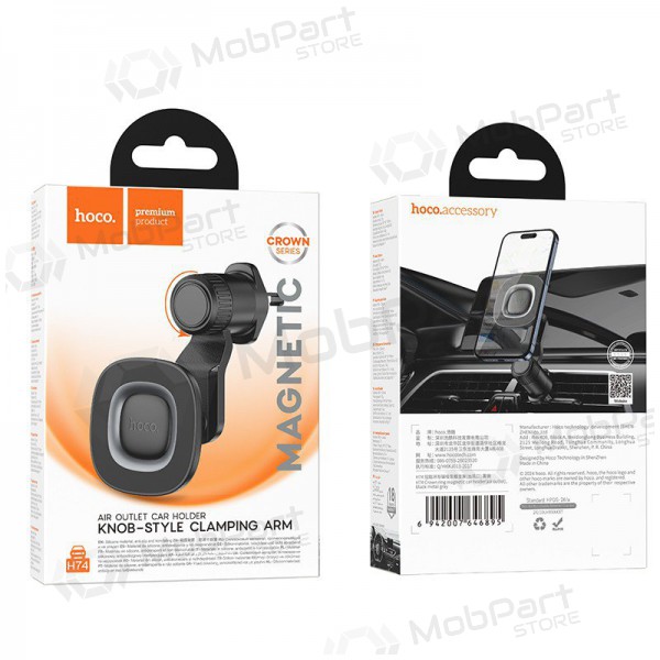 Tālruņa turētājs automobiļiem Hoco H74 (air vent) melns