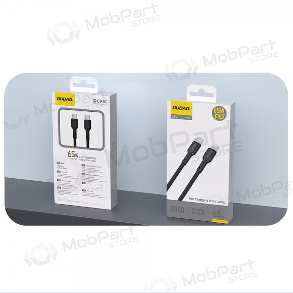 USB-C kabelis Dudao L9C USB-C uz USB-C 2 m 65 W melns