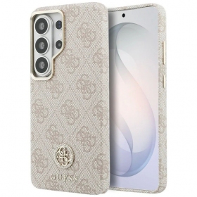 Samsung Galaxy S26 Ultra maciņš - Guess PU Leather 4G Strass Logo Gold Frame Magnetic (rozā)