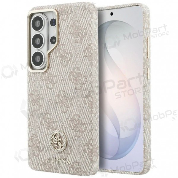 Samsung Galaxy S26 Ultra maciņš - Guess PU Leather 4G Strass Logo Gold Frame Magnetic (rozā)