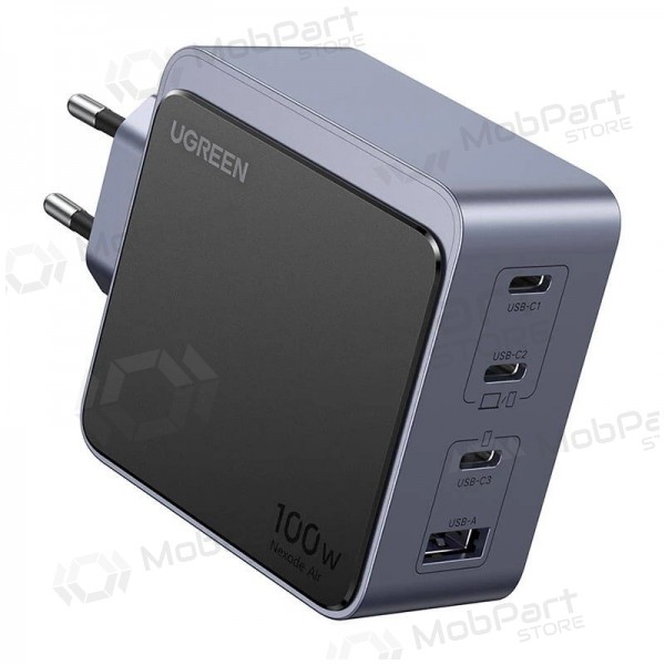 Tīkla lādētājs Ugreen X565 100 W GaN 3x USB-C + USB-A pelēks