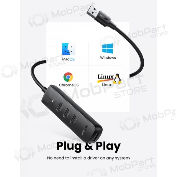USB šakotuvas Ugreen CM416 USB-A 3.0 to 4xUSB-A 3.0 (10915) melns