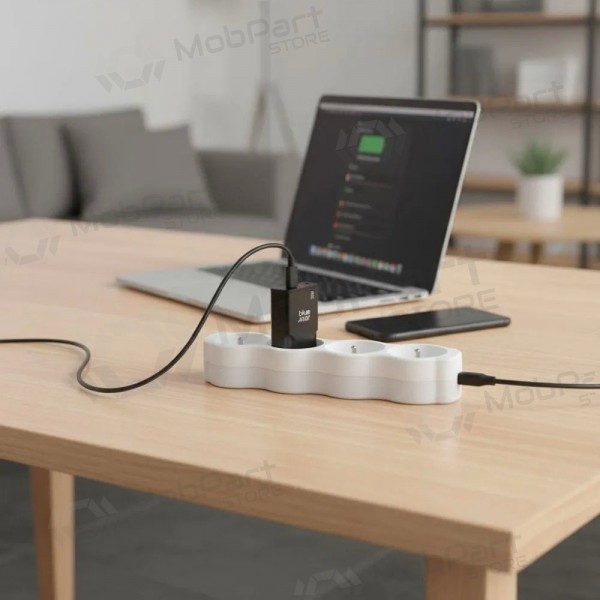 Tālruņa lādētājs Blue Star Slim 25 W GaN USB-C + USB-A melns