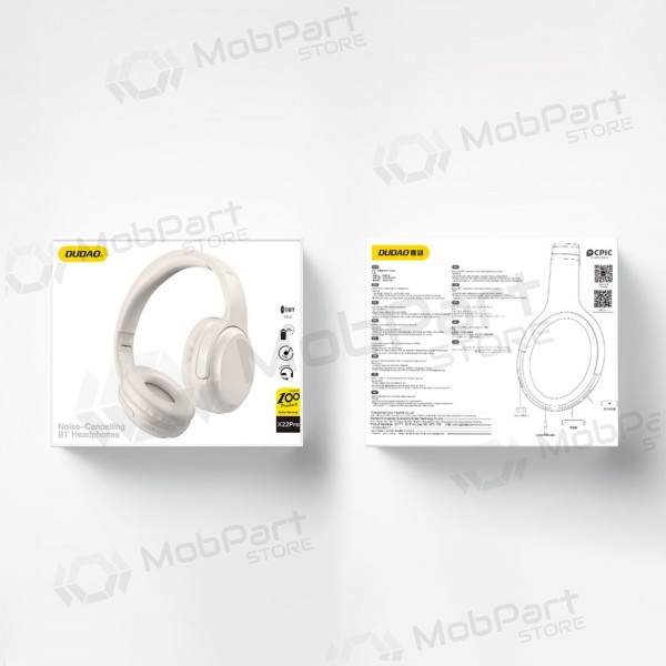 Bezvadu austiņas ar mikrofonu Dudao X22Pro Bluetooth USB-C baltas