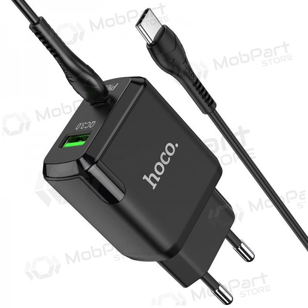 Lādētājs Hoco N5 USB Quick Charge 3.0 + PD 20W (3.1A) + Type-C-Type-C (melns)