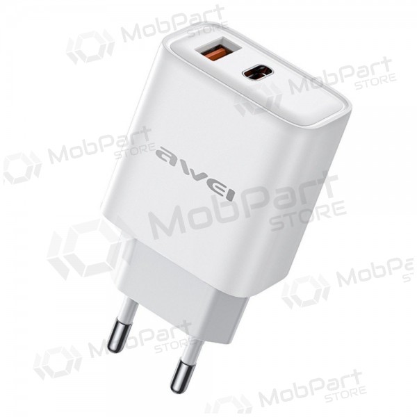 Lādētājs Awei PD81-EU USB-A/USB-C balts
