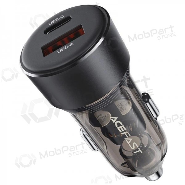 Auto lādētājs Acefast B12 60W USB-C/USB-A melns