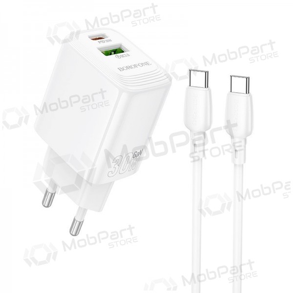Tālruņa lādētājs Borofone BN29 30 W USB-C + USB-A ar USB-C kabeli 1 m balts