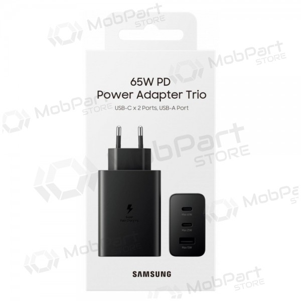 Tīkla lādētājs Samsung EP-T6530NBEGEU 65 W 2x USB-C + USB-A melns