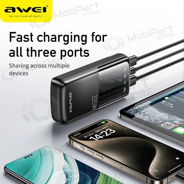 Ārējā baterija Power Bank Awei P13K PD20W/QC22.5W 20000mAh melna