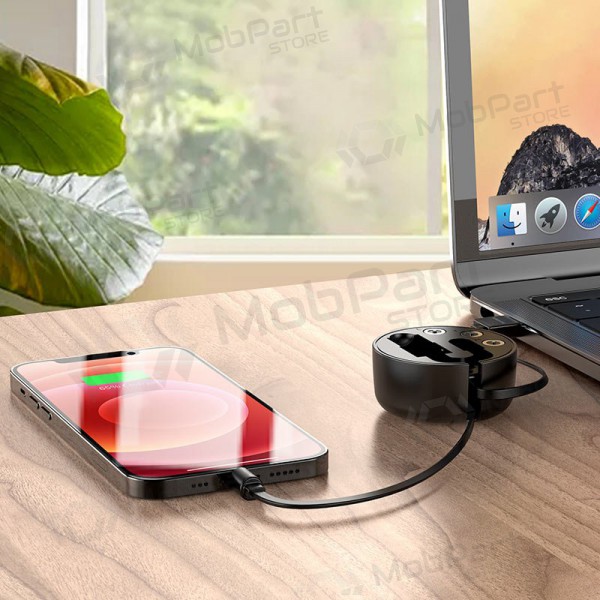 USB kabelis Borofone BU26 3in1 microUSB-Lightning-Type-C magnetinic 1.0m (melns)
