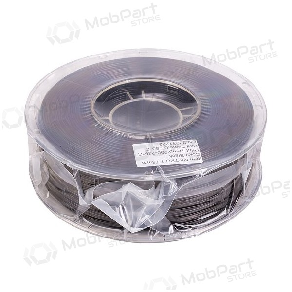 3D spausdinimo plastikas TPU, 1.75mm, 1kg, melns