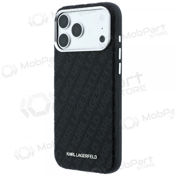 Apple iPhone 18 Pro maciņš - Karl Lagerfeld PU Grained Allover Semi Wrap MagSafe (melns)
