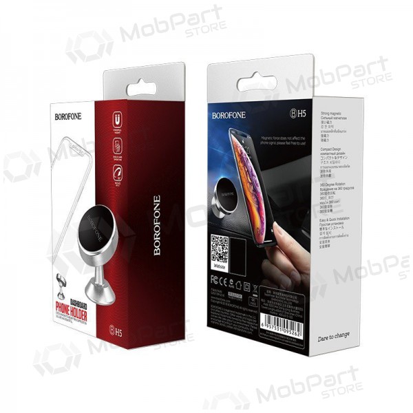 Automobilinis Universāls telefono laikiklis Borofone BH5 Platinum, tvirtinamas ant prietaisų skydelio, magnetinis