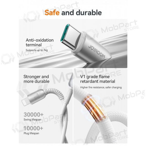 USB kabelis Joyroom S-A51 USB-C to Lightning 30W 1.2m pelēks