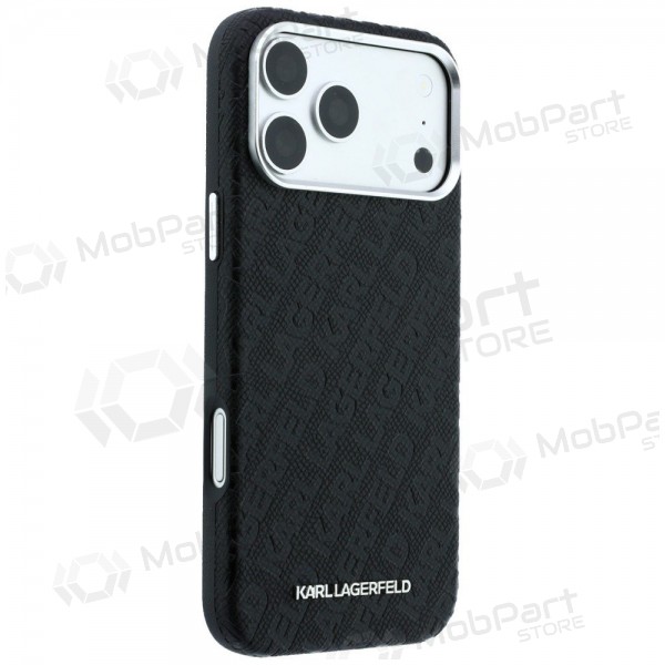 Apple iPhone 18 Pro maciņš - Karl Lagerfeld PU Grained Allover Semi Wrap MagSafe (melns)