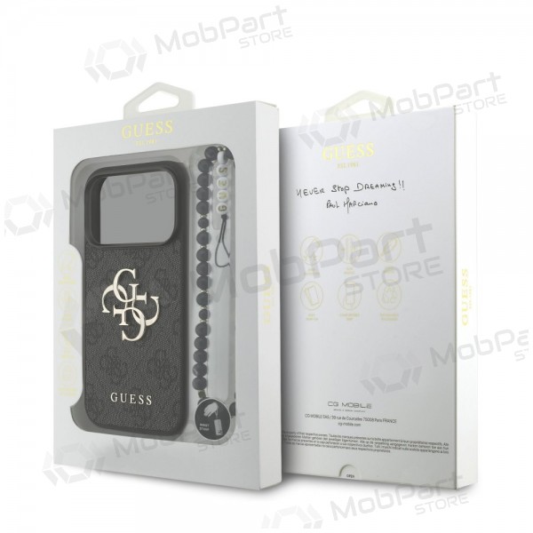 Apple iPhone 17 Pro maciņš - Guess PU 4G Metal Logo Strap (melns)