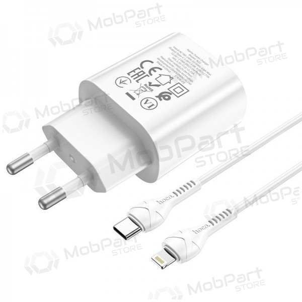 Tālruņa lādētājs Hoco N22 25 W USB-C ar Lightning kabeli 1 m balts