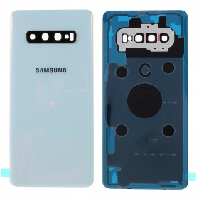 Samsung G975 Galaxy S10 Plus aizmugurējais baterijas vāciņš balts (Prism White) (lietots grade C, oriģināls)