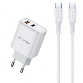 Tālruņa lādētājs Awei PD81C-EU 22.5 W USB-C + USB-A ar USB-C kabeli 1 m