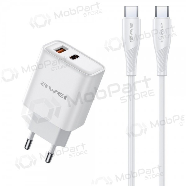 Tālruņa lādētājs Awei PD81C-EU 22.5 W USB-C + USB-A ar USB-C kabeli 1 m