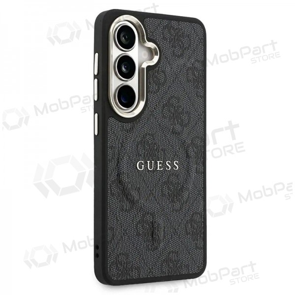 Samsung Galaxy S26 maciņš - Guess PU Leather 4G Gold Frame Magnetic (melns)