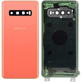 Samsung G973 Galaxy S10 aizmugurējais baterijas vāciņš rozā (Flamingo Pink) (lietots grade C, oriģināls)