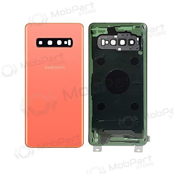Samsung G973 Galaxy S10 aizmugurējais baterijas vāciņš rozā (Flamingo Pink) (lietots grade C, oriģināls) Samsung G973 Galaxy S10 aizmugurējais baterijas vāciņš rozā (Flamingo Pink) (lietots grade C, oriģināls)