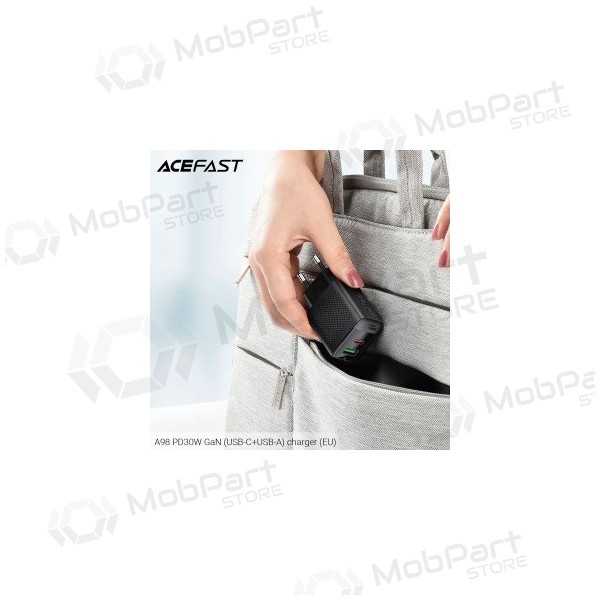 Lādētājs Acefast A98 30W GaN USB-C/USB-A melns