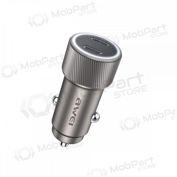 Auto lādētājs Awei C-858 33W 2xUSB-C melns