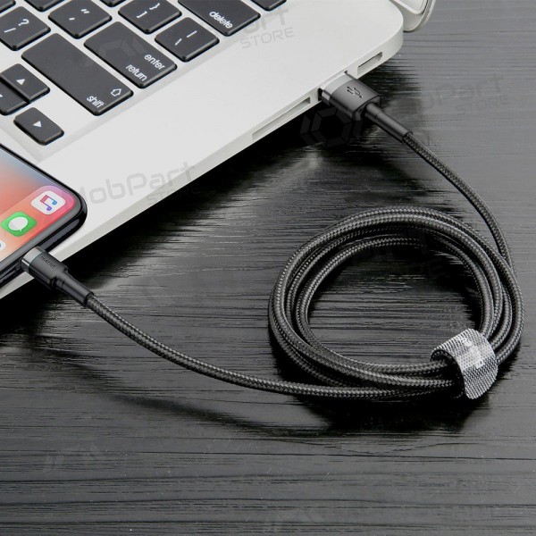 USB kabelis Baseus Cafule USB-A to Lightning 2.4A 1.0m pelēks-melns CALKLF-BG1