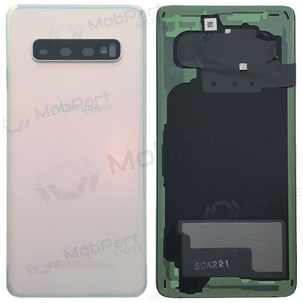Samsung G973 Galaxy S10 aizmugurējais baterijas vāciņš balts (Prism White) (lietots grade A, oriģināls)