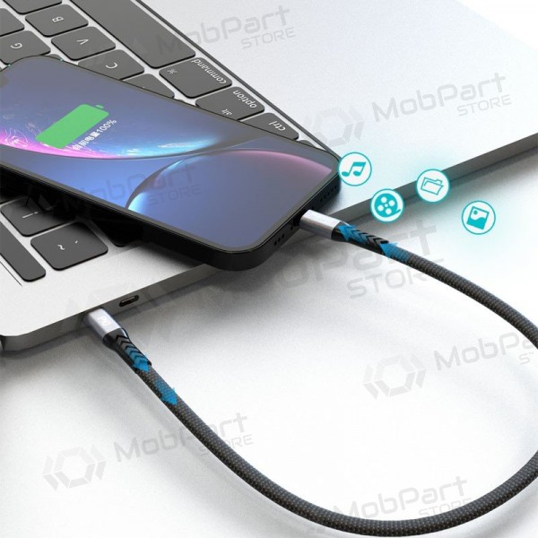 Lightning kabelis Dudao L10P USB-C uz Lightning 0.23 m 20 W melns