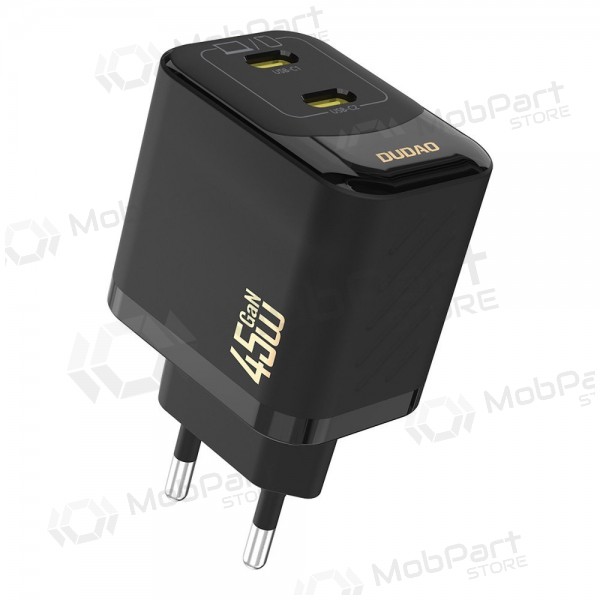 Tālruņa lādētājs Dudao A28P 45 W GaN 2x USB-C melns