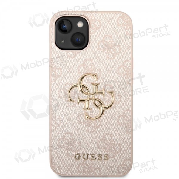 Apple iPhone 14 maciņš - Guess PU 4G Metal Logo (rozā)