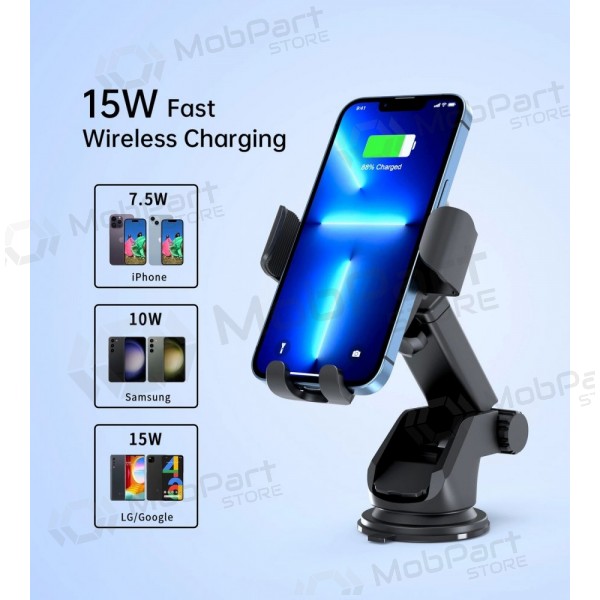Automobilinis laikiklis-lādētājs Choetech T203-F 15W Gravity Car Charger Holder melns