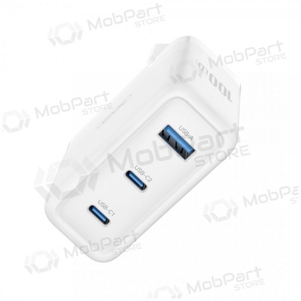 Tālruņa lādētājs XO CE35 100 W 2x USB-C + USB-A balts