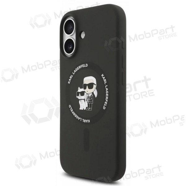 Apple iPhone 17 maciņš - Karl Lagerfeld Liquid Silicone Karl and Choupette MagSafe (melns)