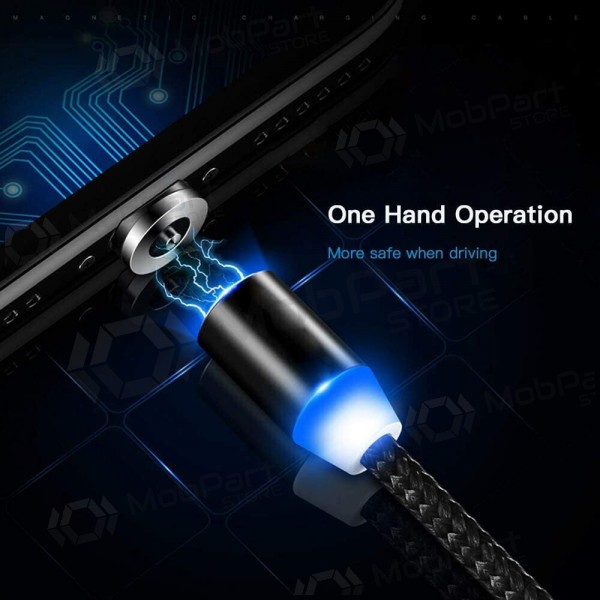 USB kabelis Magnetic Lightning 1.0m (melns)