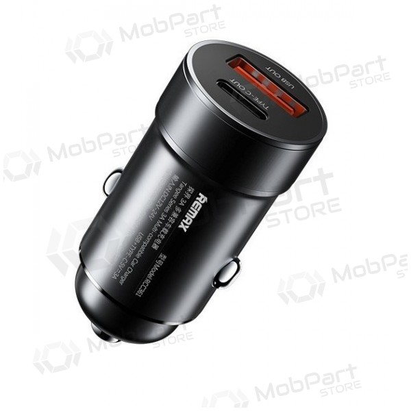 Auto lādētājs Remax RCC361 15W USB-C/USB-A melns