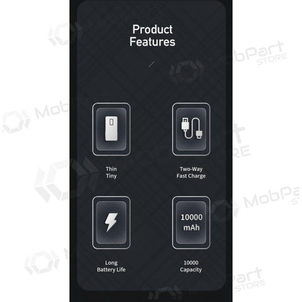 Ārējā baterija Power Bank Awei P5K 5V/2.1A 10000mAh melna