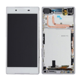 Sony E6603 / E6653 Xperia Z5 ekrāns (balts) (ar rāmīti) (lietots grade B, oriģināls)