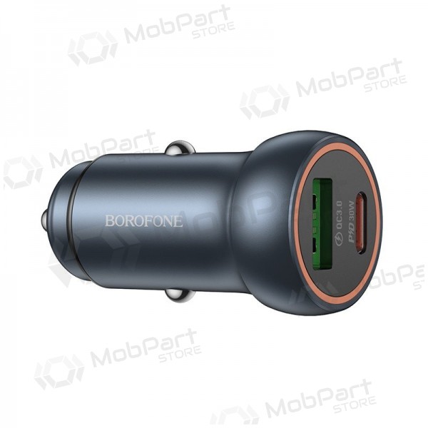 Auto lādētājs Borofone BZ32A USB-C/USB-A 30W pelēks