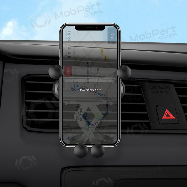 Automobilinis Universāls telefono laikiklis Borofone BH19 tvirtinamas ant ventiliacijos grotelių, melns