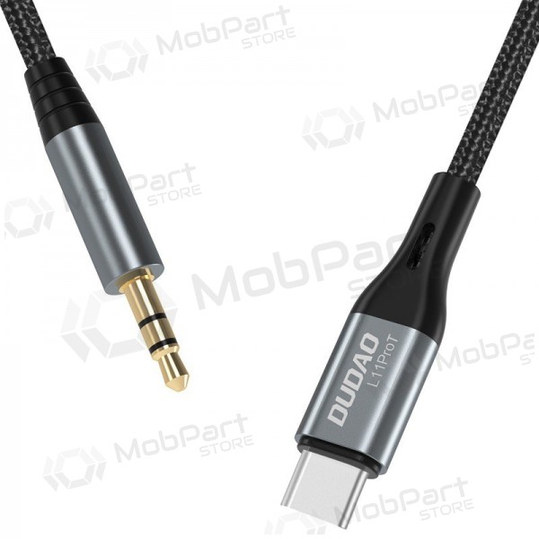 Audio kabelis Dudao L11ProT USB-C uz 3.5 mm 1 m melns